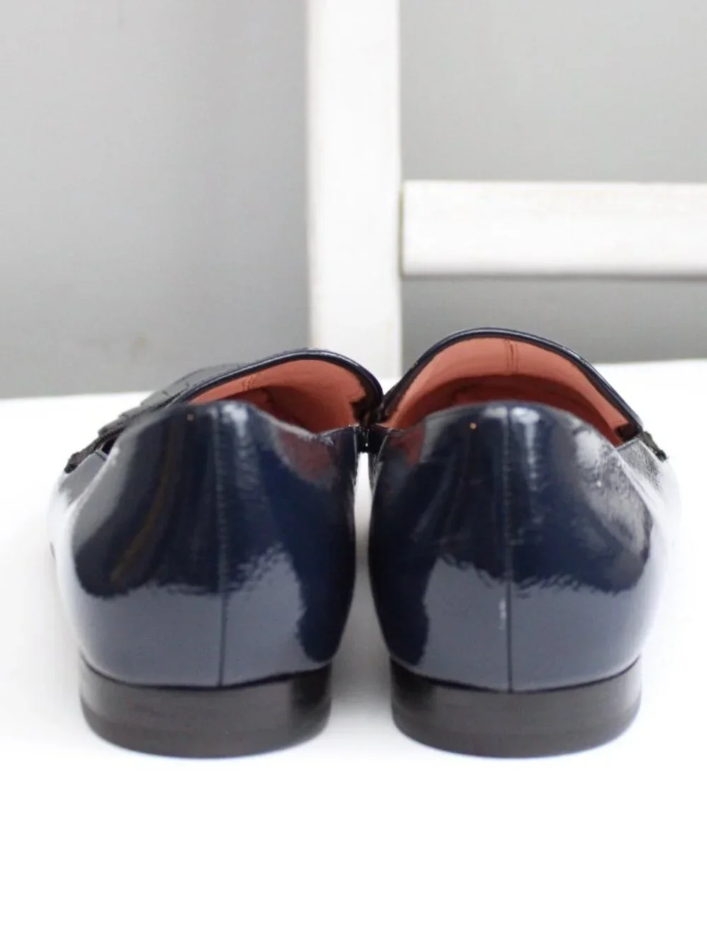 Kate Spade New York Cayla Fringe Loafers Dark Navy Blue Patent Leather Size 9.5 - Picture 3 of 6